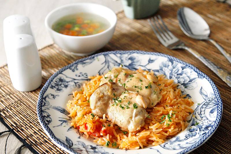 Chicken Pot Rice with Mixed Vegetables Soup